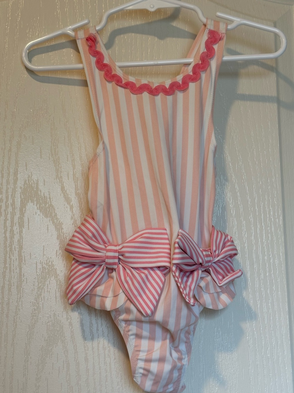 Mud Pie Girls Pink Stripe One-Piece Swimsuit with Bows